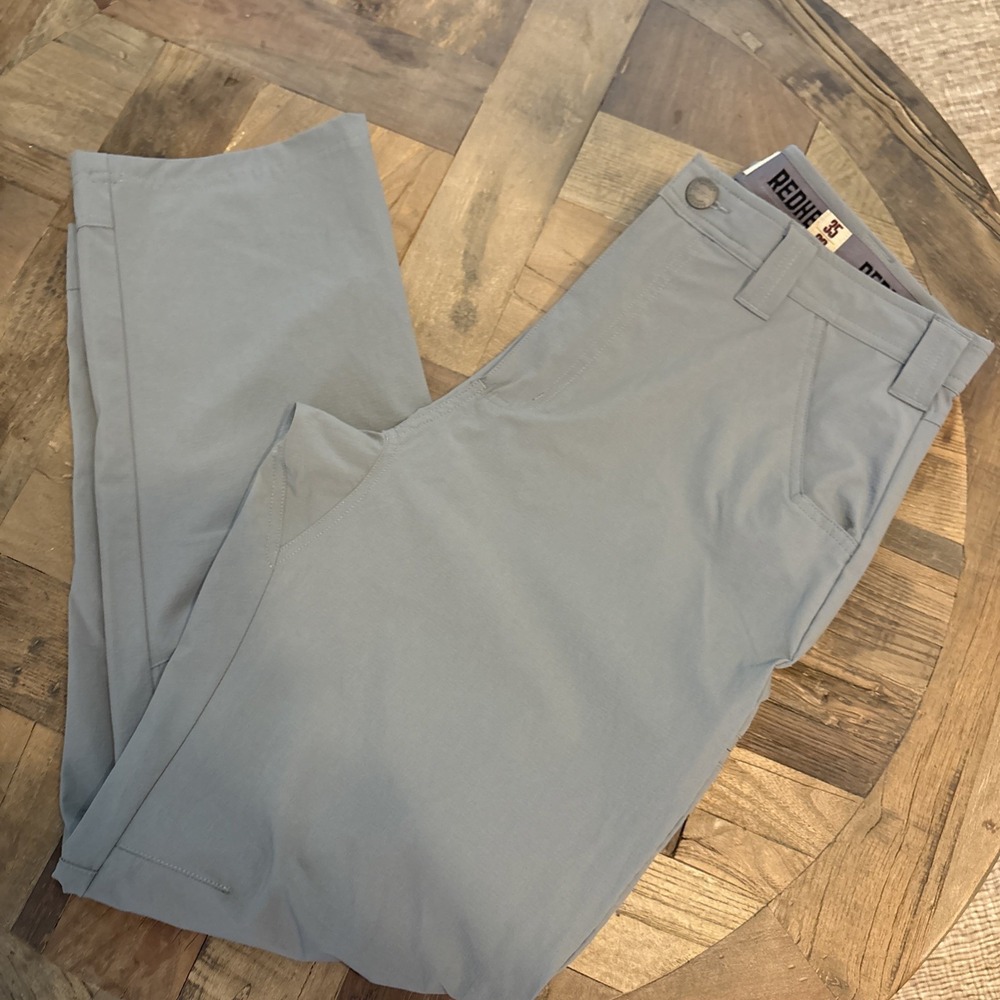 Red Head Gray Men's Utility Performance Pants 35/30 Nylon Zip Pockets Stretch